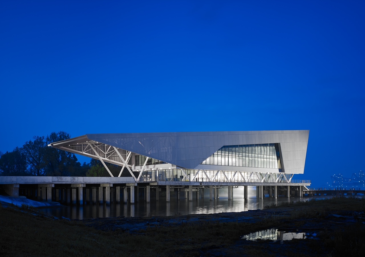 Baton Rouge Water Campus in the evening